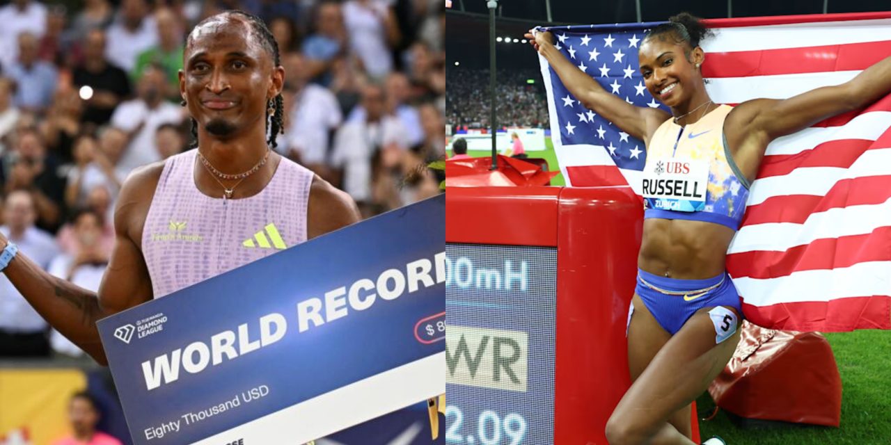 Alison Dos Santos, Masai Russell set new world records in Zurich